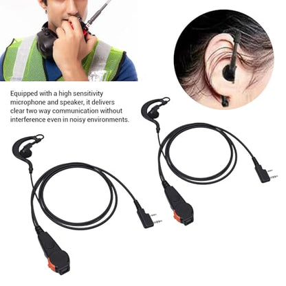 Yunseity 2 Pin Radio Earpiece, Clear Sound Quality Wired Earhook Headset with Mic Push to Talk Key, for HYT Puxing Radios