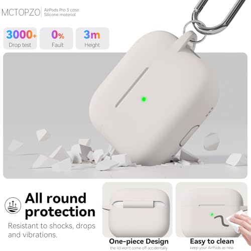 for AirPods Pro 3 Case 2025,Come with Cleaner Kit,Stone | Silicone Protective Cover for Airpod Pro 3rd Generation Case with Keychain,for Women Men,One-Piece Design,Shockproof - color: C-Stone