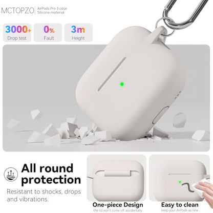 for AirPods Pro 3 Case 2025,Come with Cleaner Kit,Stone | Silicone Protective Cover for Airpod Pro 3rd Generation Case with Keychain,for Women Men,One-Piece Design,Shockproof - color: C-Stone