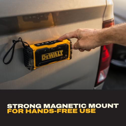 DEWALT Heavy Duty Magnetic ToughSound Pro Bluetooth Speaker – 22W | Jobsite Portable Speaker w/Built-in Magnets, IP67 Dust & Waterproof, 14H Runtime, Auracast Multi-Speaker Linking & EQ Modes