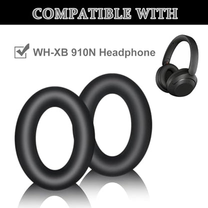 Aiivioll 2-in-1 WH-XB910N Replacement Ear Pads & Protective Earpad Covers for Sony WH-XB910N Headphones, Protein Leather Earmuffs with Silicone Earpad Covers (Black) - color: Black-with earpad covers