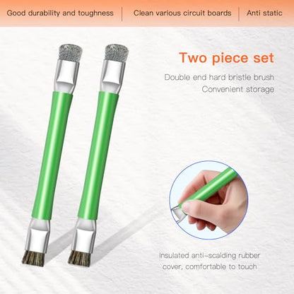 ESD Safe Anti-Static IC Cleaning Brush Tool -2Pcs Double Head Motherboard Hard Brush for IC Glue Removal,PCB Cleaning, Circuit Board Maintenance,Mobile Phone Repair - Green - color: Green
