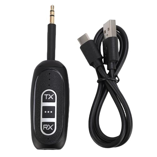 Jiawu Bluetooth 5.4 Transmitter Receiver Low Latency Audio Adapter for Smartphones Tablets and Laptops with Rotatable Audio Jack