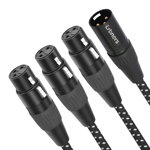 XLR Male to 3 Female Splitter Cable 2FT - Heavy-Duty Metal Braided Y-Spltr, Non-Slip Grip, 3-Way Audio Distribution for Mixers/Mics/PA - color: 1 Male to 3 Female