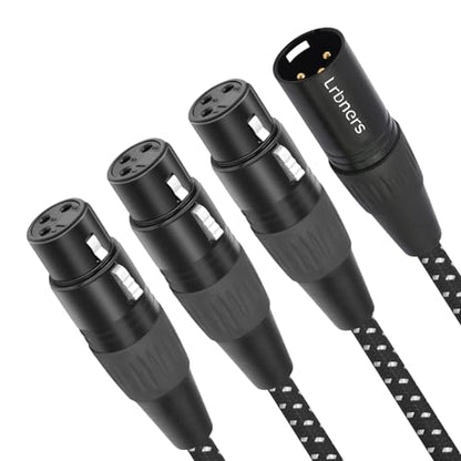 XLR Male to 3 Female Splitter Cable 2FT - Heavy-Duty Metal Braided Y-Spltr, Non-Slip Grip, 3-Way Audio Distribution for Mixers/Mics/PA - color: 1 Male to 3 Female