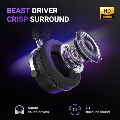FIFINE Wired USB Gaming Headset with Open Back Design, Breathable Mesh Fabric, 7.1 Surround Sound, Vibrant RGB, in-line Control Box, Over-Ear Headphone with Mic for PC, PS5/PS4, Laptop, Mac - H19BP