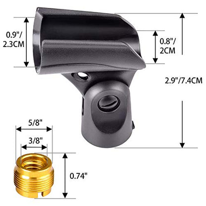 5 Pack Mic Clips For Stand, Universal Microphone Clip Holder With Adapters