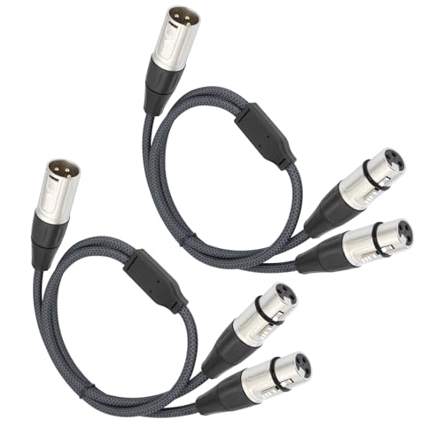 XLR Splitter Cable, Devianl XLR y Splitter 2 Female to 1 Male, Balanced Dual Female to Male Microphone Cord Adapter Combiner, 2 FT, 2 Pack - color: 2FT/ 2 Pack