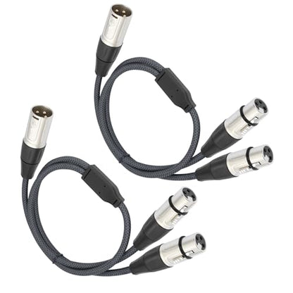 XLR Splitter Cable, Devianl XLR y Splitter 2 Female to 1 Male, Balanced Dual Female to Male Microphone Cord Adapter Combiner, 2 FT, 2 Pack - color: 2FT/ 2 Pack