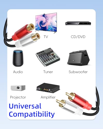 GELRHONR 2Pack RCA Extension Cable 1FT, Short 2RCA Male to 2RCA Female Stereo Audio Cable for Subwoofer, Speaker, Home Theatre and More (M to F) - color: M to F