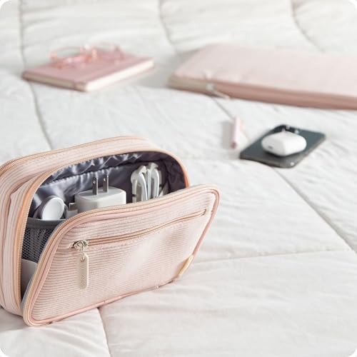 U Brands 전자 정리함 여행용 케이스, 코드 보관, 20.3cm x 13.34cm, 핑크 - color: 더스티 로즈 핑크.