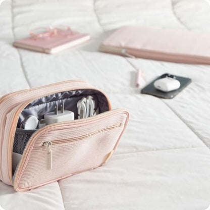 U Brands 전자 정리함 여행용 케이스, 코드 보관, 20.3cm x 13.34cm, 핑크 - color: 더스티 로즈 핑크.