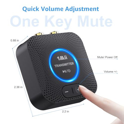 1Mii 2.4 GHz (1 TX+2 RX) Wireless Audio Transmitter Receiver Set for TV, 25ms Low Latency RCA AUX Wireless Audio Adapter Kit for Projector/PC/Home Stereo/Powered Speaker/Amplifier/Soundbar
