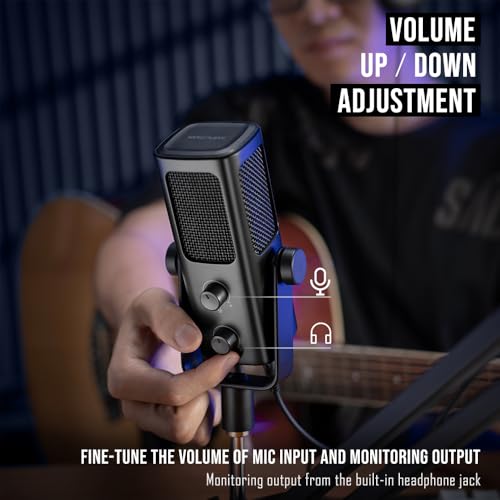 FIFINE AmpliTank PROFILE3 USB Condenser Microphone for Studio Podcast | Desktop Computer Recording Mic, Monitor Mix, Volume Control, Low-Cut Switch, Metal Built for Streaming Music Creation Vocal