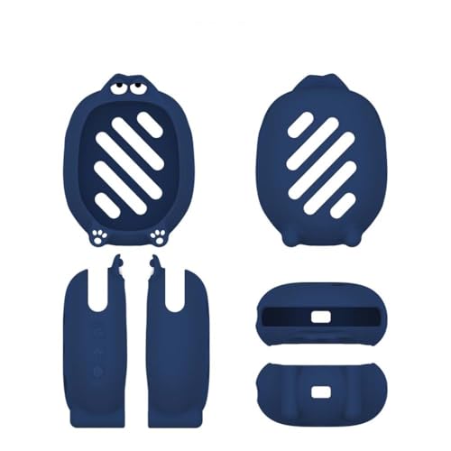 Soft Silicone Case for JBL CLIP5 Bluetooth Speaker Protective Cover Anti-Slip and Anti-Fall Fun Design with Paw Prints & Eyes Solid-Color Protector Sleeve (Blue) - color: Blue