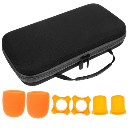 ULTECHNOVO Hard Microphone Pouch Carrying Case with Zipper Large-capacity Mic Storage Bag for Microphones Includes Orange Anti-slip Foam Covers and Shockproof Tails Portable