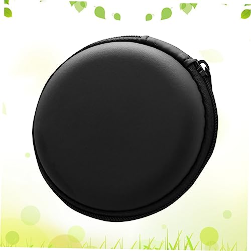 Black EVA Earphone Case with Zipper, Portable Hard Shell Pouch - color: Black