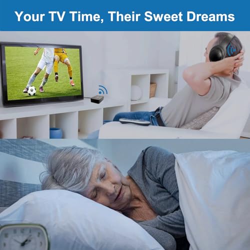 Wireless ANC TV Headphones for Seniors - Active Noise Cancelling, Foldable Bluetooth 5.3 Over-Ear TV Headset with 5-in-1 Transmitter (Optical/Coaxial/USB/RCA/AUX), Hi-Fi Sound, 35H Playtime