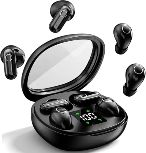 Mini Wireless Sleep Earbuds for Small Ears – Invisible, Low Profile Sleep & Work Earbuds, Tiny Discreet in-Ear Headphones, Discreet in-Ear Earphones for Small Ear Canals (Black) - color: Black