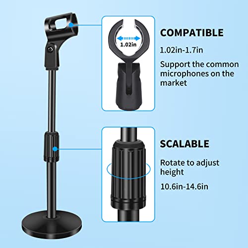 Desktop Microphone Stand, Adjustable Height Desk Mic Stand with Heavy Duty Base & Mic Clip, Universal Table Stand for Blue Yeti, Snowball,10 Inch-14 Inch - size: 1 Pack （10-14 Inch）
