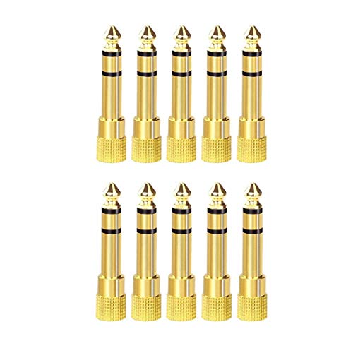 1/4'' to 3.5mm Stereo Headphone Adapter for Audio Connector Cable, 3.5mm(1/8'') Female to 6.35mm (1/4'') Male Jack Plug Stereo Adapter for Headphone, Amp Adapte -10PCS