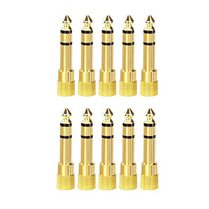 1/4'' to 3.5mm Stereo Headphone Adapter for Audio Connector Cable, 3.5mm(1/8'') Female to 6.35mm (1/4'') Male Jack Plug Stereo Adapter for Headphone, Amp Adapte -10PCS