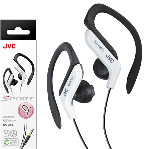 JVC HAEB75W Sports Clip Headphone, White, 1.60 x 4.40 x 3.90 inches - color: White, size: One Size (Pack of 1)