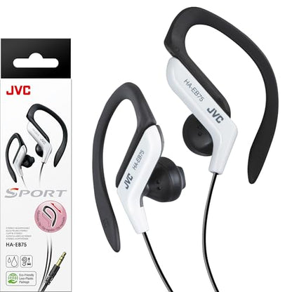 JVC HAEB75W Sports Clip Headphone, White, 1.60 x 4.40 x 3.90 inches - color: White, size: One Size (Pack of 1)