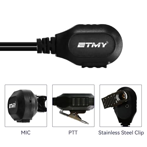 ETMY G Shape Earhook Headset with Mic - 2 Pack, 2 Pin Earpiece Compatible with Motorola Walkie Talkies CP200D CP185 CP200 CLS1410 CLS1110 BPR40 BPR40D RDU4100 RMU2040 and More Radios