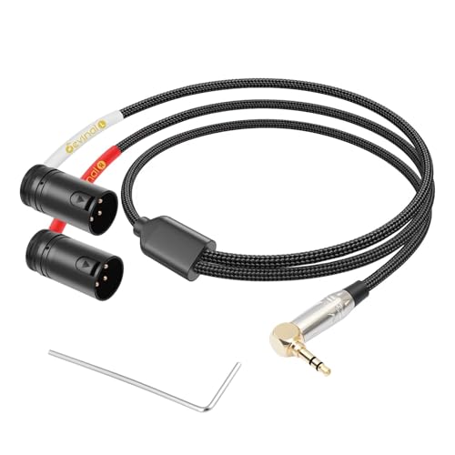 Right-Angle 1/8" inch to Dual Rotatable Right-Angle XLR Cable, 3.5mm to Adjustable-Angle Low-Profile XLR Male Microphone Adapter Connector, 3 FT