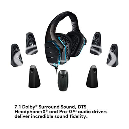 Logitech G933 Artemis Spectrum – Wireless RGB 7.1 Dolby and DTS Headphone Surround Sound Gaming Headset – PC, PS4, Xbox One, Switch, and Mobile Compatible – Advanced Audio Drivers – Black