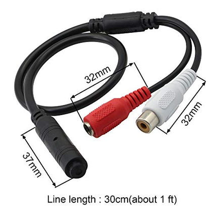 GINTOOYUN High Sensitive Microphone, Mini Audio Pickup for CCTV Security Camera, with Power Cord and Audio Cable
