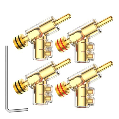 4X Banana Plugs Gold Plated 45° Angled Screw Locking Speaker Connectors for Sound Systems - color: Gold