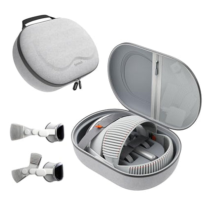 Syntech Hard Carrying Case for Apple Vision Pro M5/M2 & Accessories - Gray | Multi-Layer Shell with Precise Inner Tray, Free Lens Cover, Fits Battery, Solo Knit Band & Accessories, Compact Travel Design