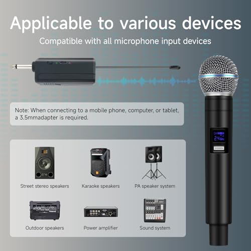 Professional Wireless Microphone for Podcast, Karaoke & Singing – 2.4GHz Portable Dynamic Mic with 150ft Range, 8H Battery,Micrófono Inalámbrico for Streaming & Live Performance