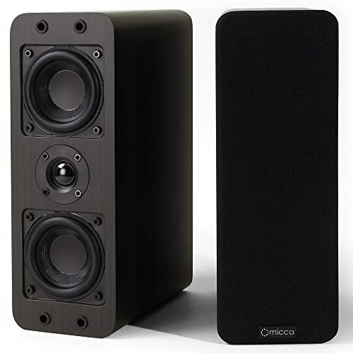 Micca OoO Slim Passive Bookshelf Speakers Home Theater, Stereo Pair, Walnut | Amplifier Required, Dual 3-Inch Woofers, 0.75-Inch Silk Tweeter, Under 4-Inch Wide, Desktop, Surround Sound, Wall Mountable - size: OoO Pair