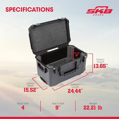 SKB 3i-2213M124U iSeries 4U Shallow Fly Rack Case - 9" - size: 4U