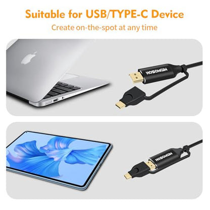 HOSONGIN USB Guitar Cable, Dual USB-C and USB-A Connectors, 16-bit/48kHz High-Fidelity Audio Adapter for Electric Guitar/Bass, Compatible with GarageBand, Audacity, and MacBook, 10 Feet