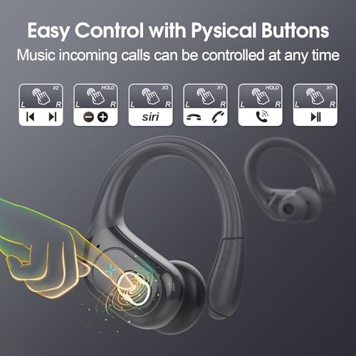 Aptkdoe Wireless Earbuds 75H Bluetooth 5.4 Sport Headphones with Earhooks | IPX7 Waterproof In-ear Buds Feature ENC Noise Cancelling Mic. Stereo Sound Device for Gym Running Workout, Iron Gray - color: Iron Gray