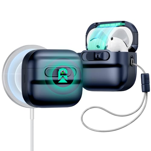 ESR for AirPods 4 Case, Compatible with MagSafe, Pulse Series, Blue | Compatible with AirPods 4 Generation Case (2024)(USB-C), Magnetic Lid Lock, Drop-Proof Protection Cover with Lanyard - color: Blue, size: AirPods 4 Case