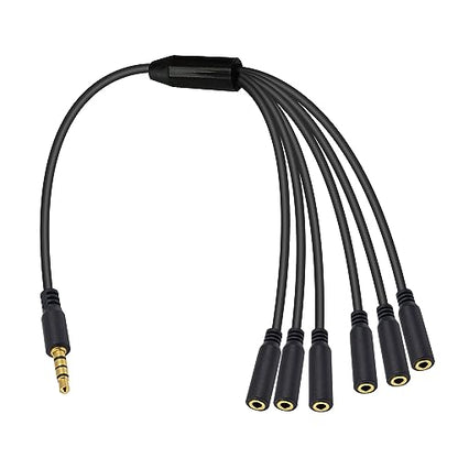 Poyiccot 3.5mm Headphone Splitter, 3.5mm Splitter 1 to 6 Ways 1/8inch TRRS Male to 6 Female Audio Headphone Cord for Earphone, Headset, Laptop, Phone, 1.5ft - size: 3.5mm TRRS Cable 1.5ft