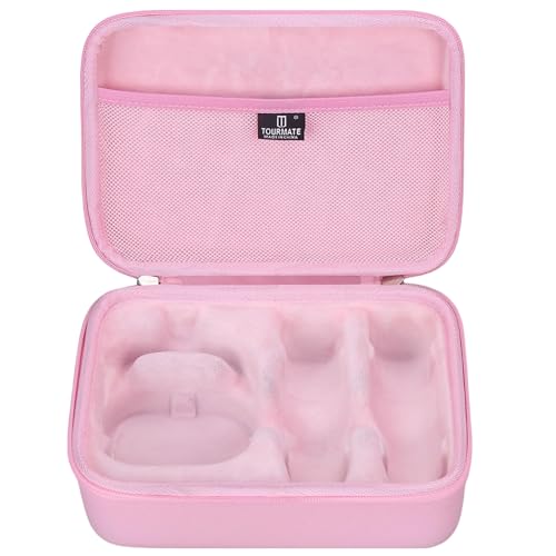 Tourmate Hard Storage Case for YLL/zicor/Kinglucky/CscyyAmz/IROO Kids Karaoke Machine,PU Travel Case for Portable Bluetooth Speaker Two Microphones (Only Case) (Pink)