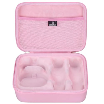 Tourmate Hard Storage Case for YLL/zicor/Kinglucky/CscyyAmz/IROO Kids Karaoke Machine,PU Travel Case for Portable Bluetooth Speaker Two Microphones (Only Case) (Pink)