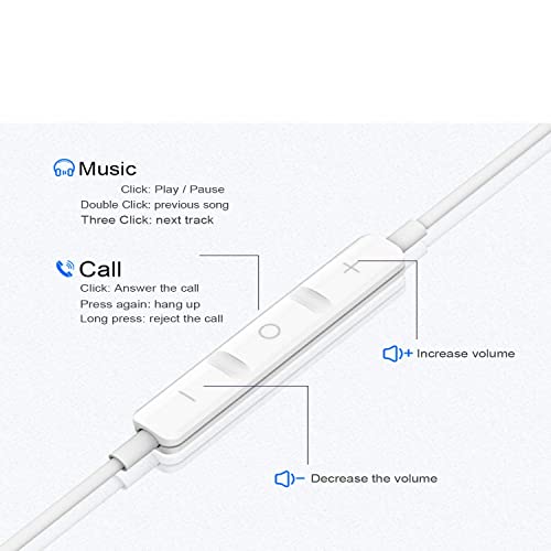 BENEWY in-Ear Headphones, 3.5mm Earphones Wired Earbuds with Microphone | Noise lsolating, High Definition, Pure Sound for iPhone, iPad,Smartphone, MP3 Players,Tablets Laptops and Other Audio Devices - color: A-White