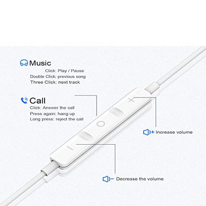 BENEWY in-Ear Headphones, 3.5mm Earphones Wired Earbuds with Microphone | Noise lsolating, High Definition, Pure Sound for iPhone, iPad,Smartphone, MP3 Players,Tablets Laptops and Other Audio Devices - color: A-White
