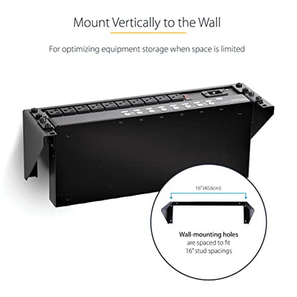 StarTech 3U Vertical Wall-Mount Rack Bracket, 19in, 150lb, TAA (RK319WALLV) | Open-frame L-shaped rack bracket for data, AV, IT and computer equipment, EIA-310, Any depth, 68kg - size: 3U