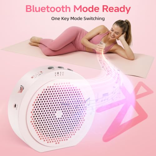Moman Wireless Voice Amplifier with Lavalier Mic, 20H Battery 164ft Range Sensitive Pickup Noise Reduction PA System Bluetooth Portable Magnetic Charging Dock, Amplifier for Teacher Yoga Tour, Pink - color: Pink