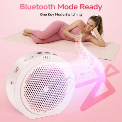 Moman Wireless Voice Amplifier with Lavalier Mic, 20H Battery 164ft Range Sensitive Pickup Noise Reduction PA System Bluetooth Portable Magnetic Charging Dock, Amplifier for Teacher Yoga Tour, Pink - color: Pink