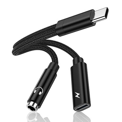 Samsung Galaxy S26 Headphone Adapter, 2 in 1 USB C to 3.5mm Aux Audio Cable | Aux Jack Adapter with 60W Fast Charging Dongle Cable for Galaxy S26 Ultra S25 A17 A56 A16 A15 iPhone 17 16 Pro Max Pixel 10a