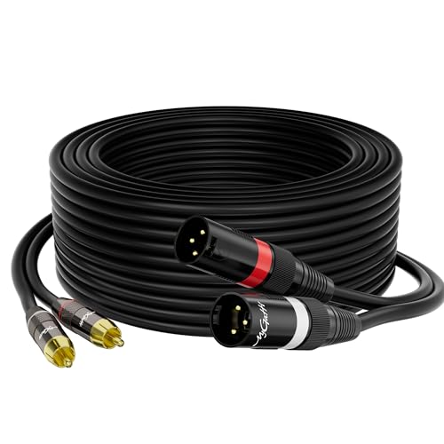 Dual XLR to 2 RCA Stereo Audio Cable 6 FT, Unbalanced 2 XLR to 2 RCA Male Interconnect Cable,【Zinc Alloy Shell, OFC, Gold-Plated Plug】for Home Theater, Microphone, Speaker, Amplifiers, HiFi Systems - size: 6FT
